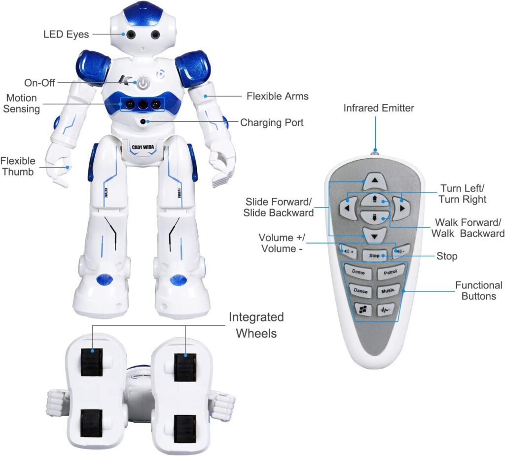 ANTAPRCIS Ferngesteuerter Roboter Spielzeug fÃŒr Kinder, Intelligent Programmierbar RC Roboter mit Gestensteuerung, LED Licht und Musik, RC Spielzeug fÃŒr Kinder Jungen MÃ€dchen Geschenk