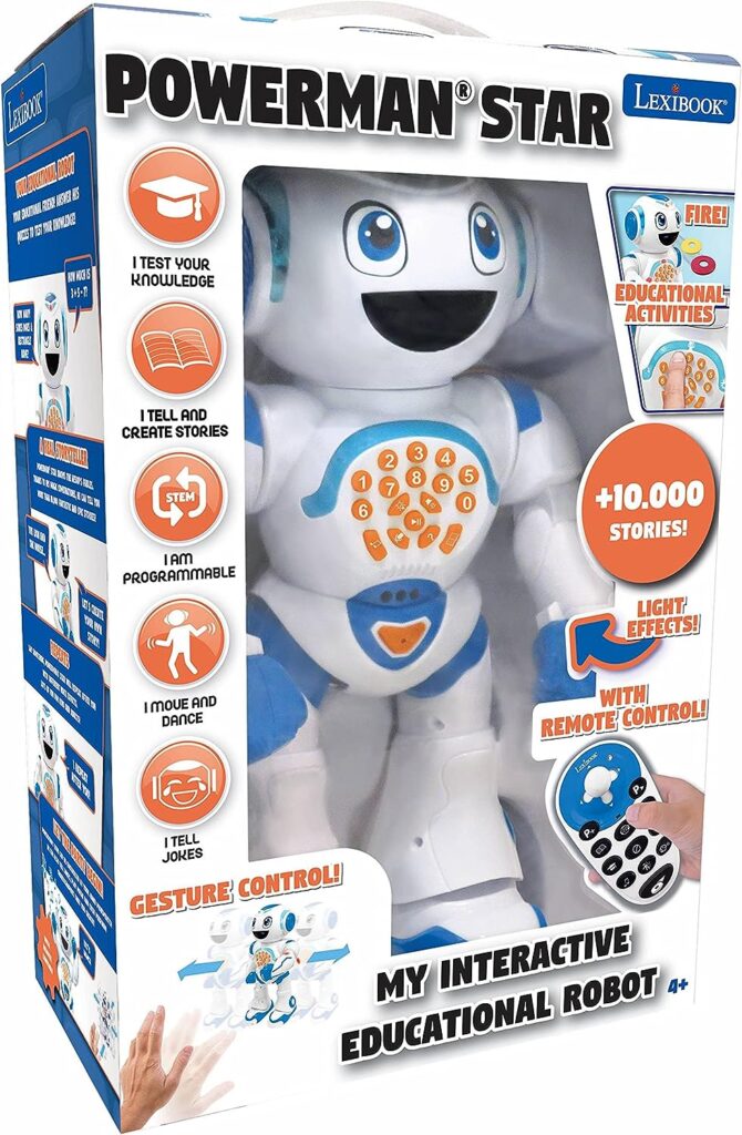Lexibook ROB85DE Powerman Star Remote Controlled Running Talking Toy Robot STEM Programmable for Children from 4