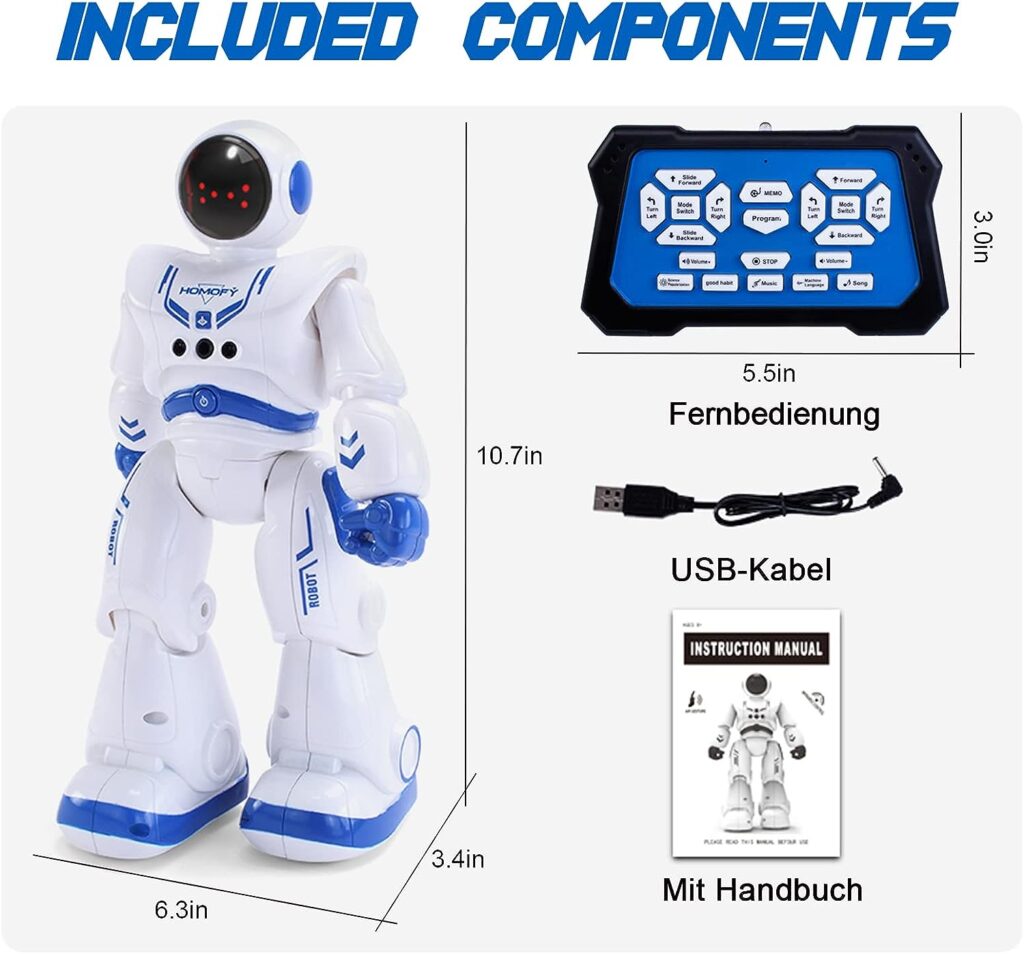 Robot Toy for Boys and Girls from 6 7 8 9 10 Years Old Robot Children Remote Control Robot Programmable RC Robot with Gesture Control / Walk Learning Toy for Birthday Gifts
