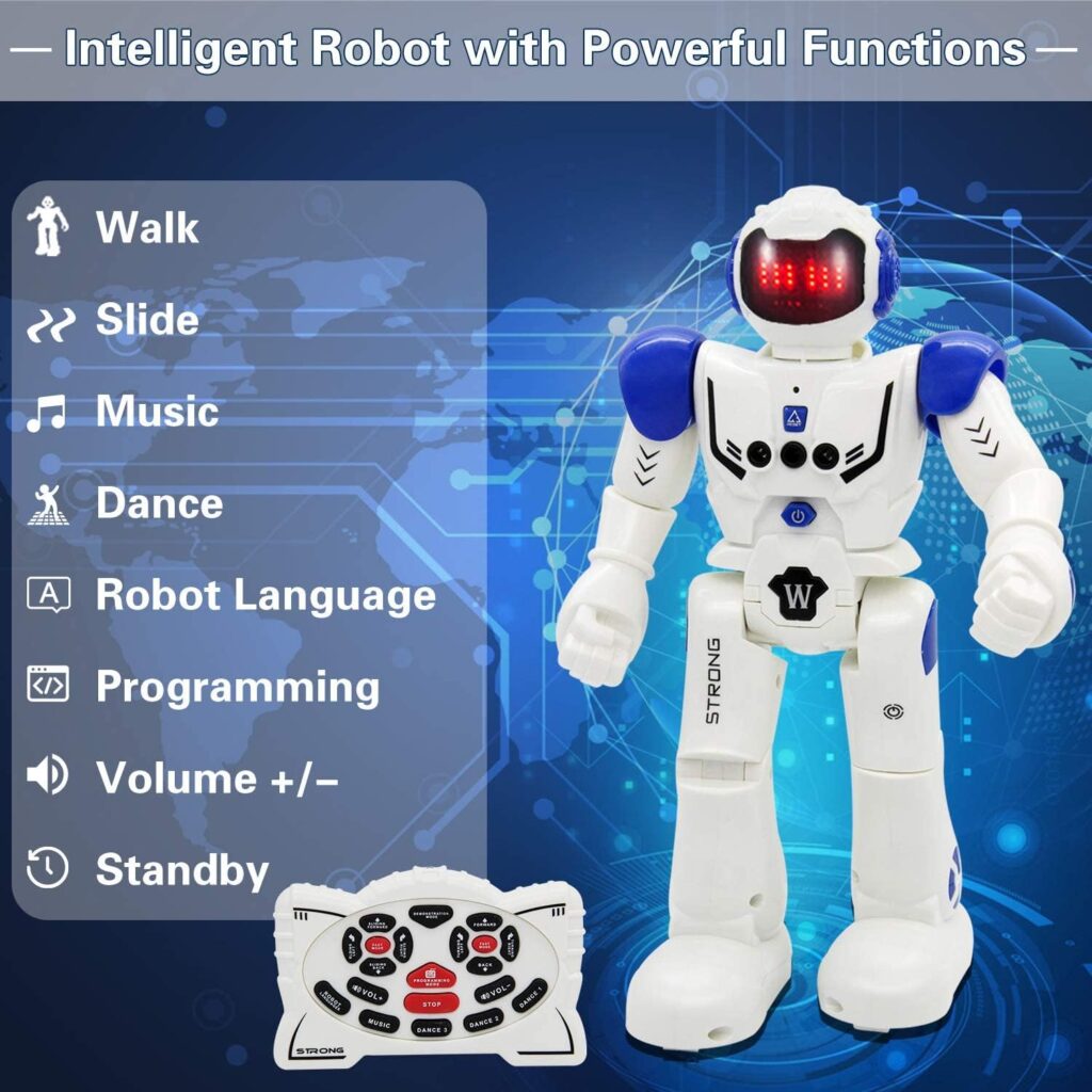Vindany intelligent RC robot toy, Christmas birthday gift, remote control, gesture control, robot kit programming, singing and dancing, rechargeable robot for children.