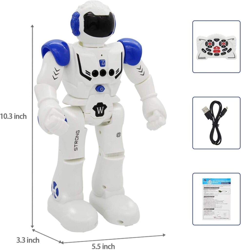 Vindany intelligent RC robot toy, Christmas birthday gift, remote control, gesture control, robot kit programming, singing and dancing, rechargeable robot for children.